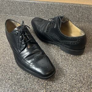 Cole Haan Mens Size 10M Black Leather Comfort Oxford Dress Wing Tip Lace Up Shoe